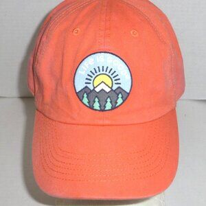 Life is Good Sunset Mountains Strapback Adjustable Hat Coral HAS STAINS READ